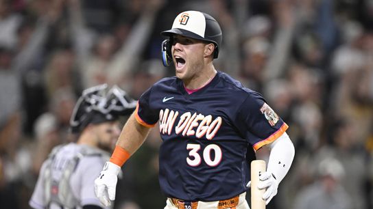 Gavin Sheets Plays Hero as Padres Win Back-to-Back Walk-Off Thrillers taken Petco Park (San Diego Padres). Photo by Denis Poroy-Imagn Images