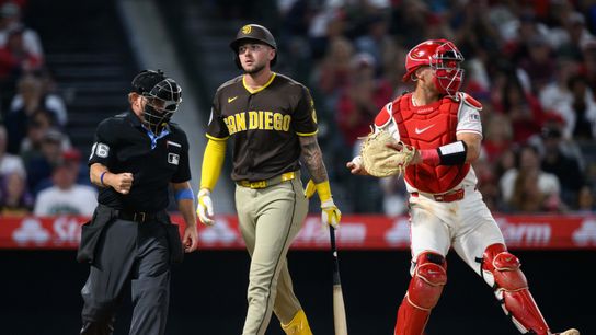 Padres bats put on ice by Soriano, open road trip with shutout loss to Angels taken at Angel Stadium (San Diego Padres). Photo by William Liang - Imagn Images