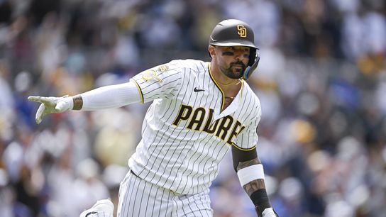 Apr 29, 2026; San Diego, California, USA; San Diego Padres left fielder Nick Castellanos (21) rounds the bases after hitting a two-run home run during the fifth inning against the Chicago Cubs at Petco Park.