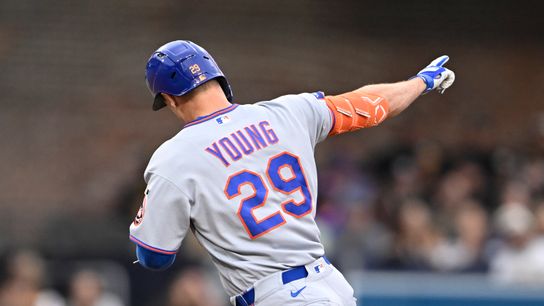 Jun 5, 2026; San Diego, California, USA; New York Mets first baseman Jared Young (29) rounds the bases after hitting a solo home run during the second inning against the San Diego Padres at Petco Park.