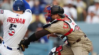 Padres shut out for ninth time in 2026, drop fifth straight to Los Angeles taken at Dodger Stadium (San Diego Padres). Photo by Kiyoshi Mio - Imagn Images