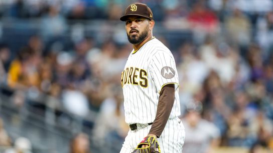 Jul 7, 2026; San Diego, California, USA; San Diego Padres starting pitcher German Marquez (33) walks off the field during the fourth inning against the Arizona Diamondbacks at Petco Park. Jul 7, 2026; San Diego, California, USA; San Diego Padres starting pitcher German Marquez (33) walks off the field during the fourth inning against the Arizona Diamondbacks at Petco Park.