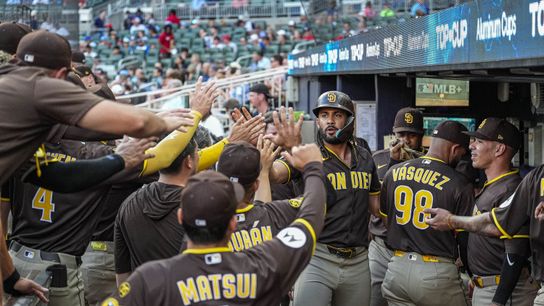 Machado’s pair, Merrill and Tatis mash home runs, power Padres past Braves taken at Truist Park (San Diego Padres). Photo by Dale Zanine - Imagn Images