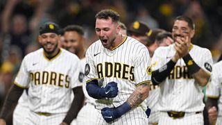 Jackson Merrill Does It All in Padres’ Stunning Walk-Off Win taken at Petco Park (San Diego Padres). Photo by Denis Poroy-Imagn Images