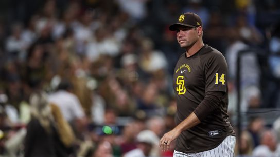 Jul 6, 2026; San Diego, California, USA; San Diego Padres manager Craig Stammen (14) walks to the dugout after the seventh inning against the Arizona Diamondbacks at Petco Park. Jul 6, 2026; San Diego, California, USA; San Diego Padres manager Craig Stammen (14) walks to the dugout after the seventh inning against the Arizona Diamondbacks at Petco Park.