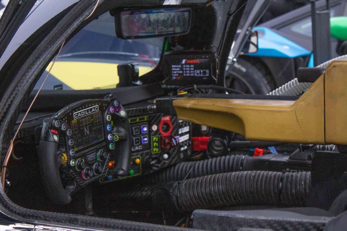 The interior of a Cadillac IMSA SportsCar at the 2025 Acura Grand Prix of Long Beach.