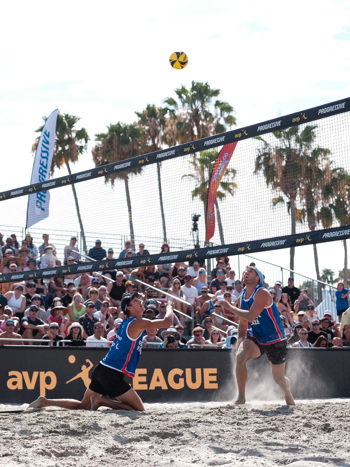 Brooklyn Blaze's Evan Cory and Derek Bradford hustles to keep the ball in play during a match between Brooklyn Blaze and Dallas Dream at the AVP Long Beach on Saturday, July 11, at Alamitos Beach, Long Beach Calif, Brooklyn Blaze's Evan Cory and Derek Bradford hustles to keep the ball in play during a match between Brooklyn Blaze and Dallas Dream at the AVP Long Beach on Saturday, July 11, at Alamitos Beach, Long Beach Calif,
