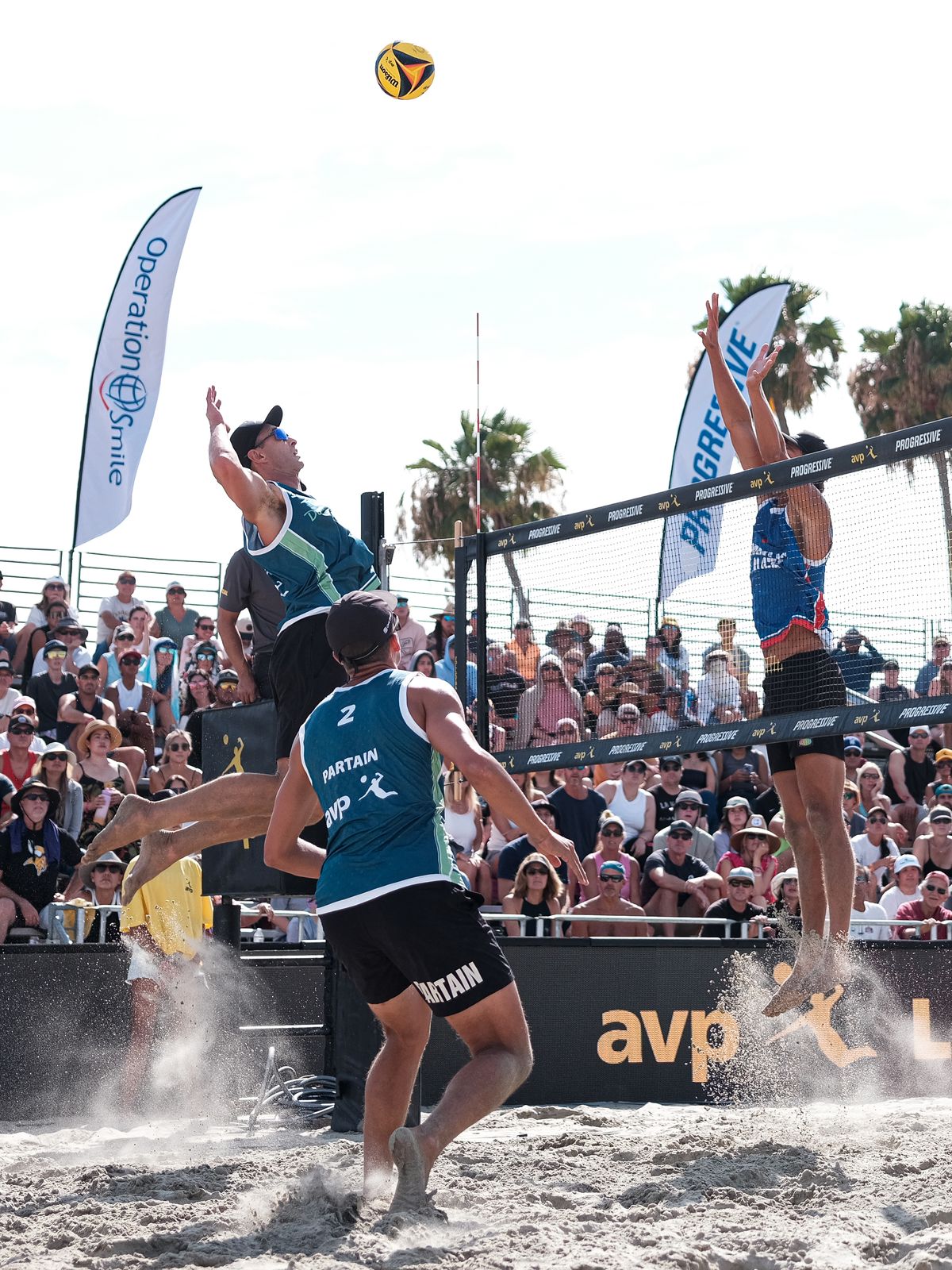 Dallas Dream's Paul Lotman jumps for a spike during a match between Brooklyn Blaze and Dallas Dream at the AVP Long Beach on Saturday, July 11, at Alamitos Beach, Long Beach Calif, Dallas Dream's Paul Lotman jumps for a spike during a match between Brooklyn Blaze and Dallas Dream at the AVP Long Beach on Saturday, July 11, at Alamitos Beach, Long Beach Calif,