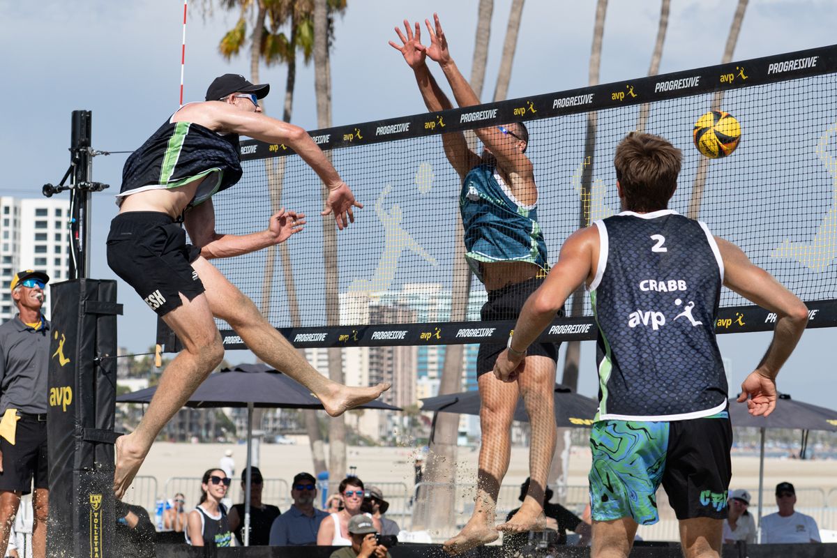 Miami Mayhem's Andy Benesh spikes the ball and scores during a match between the Miami Mayhem and Dallas Dream at AVP Long Beach on Saturday, July 12, 2026 at Alamitos Beach in Long Beach Calif Miami Mayhem's Andy Benesh spikes the ball and scores during a match between the Miami Mayhem and Dallas Dream at AVP Long Beach on Saturday, July 12, 2026 at Alamitos Beach in Long Beach Calif