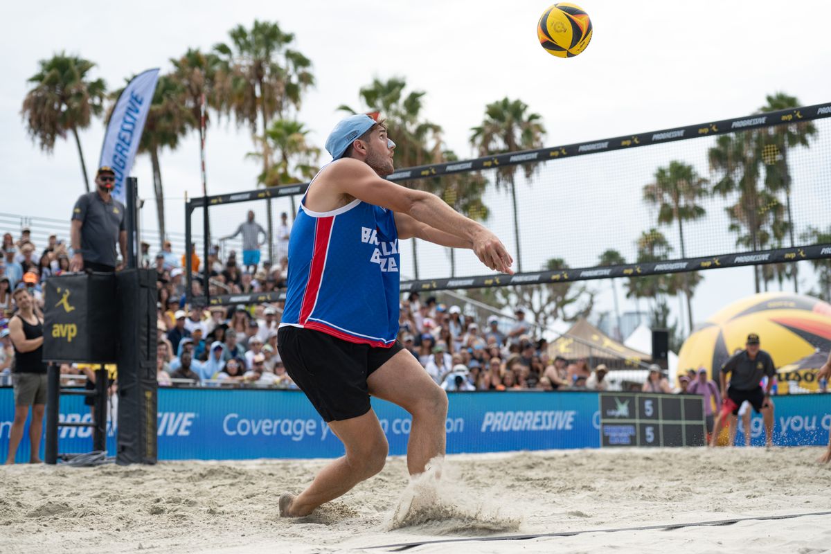 Brooklyn Blaze's Evan Cory runs back to keep the ball in play during a match between the LA Launch and Brooklin Blaze at AVP Long Beach on Saturday, July 12, 2026 at Alamitos Beach in Long Beach Calif Brooklyn Blaze's Evan Cory runs back to keep the ball in play during a match between the LA Launch and Brooklin Blaze at AVP Long Beach on Saturday, July 12, 2026 at Alamitos Beach in Long Beach Calif
