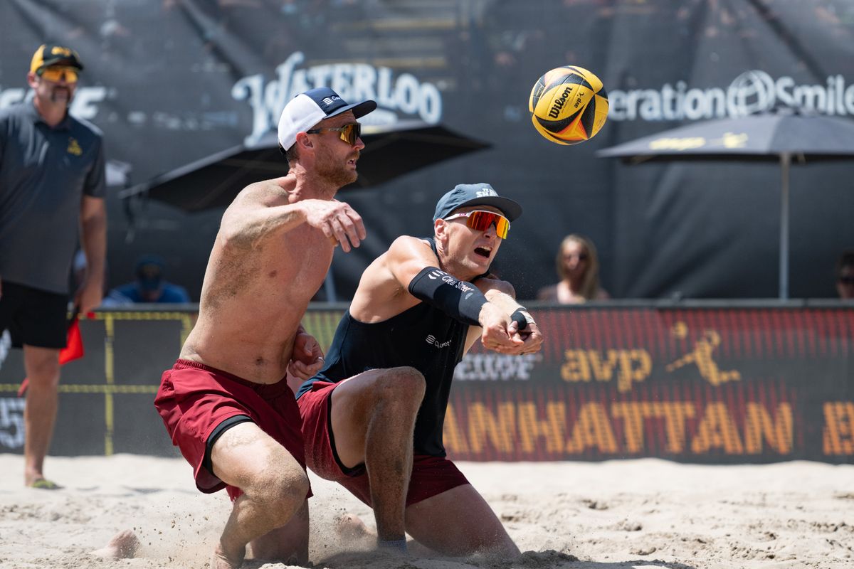 Miles Partain receives a serve during the 2026 Manhattan Beach Open on Sunday, August 16, 2026 at Manhattan Beach Pier. Miles Partain receives a serve during the 2026 Manhattan Beach Open on Sunday, August 16, 2026 at Manhattan Beach Pier.