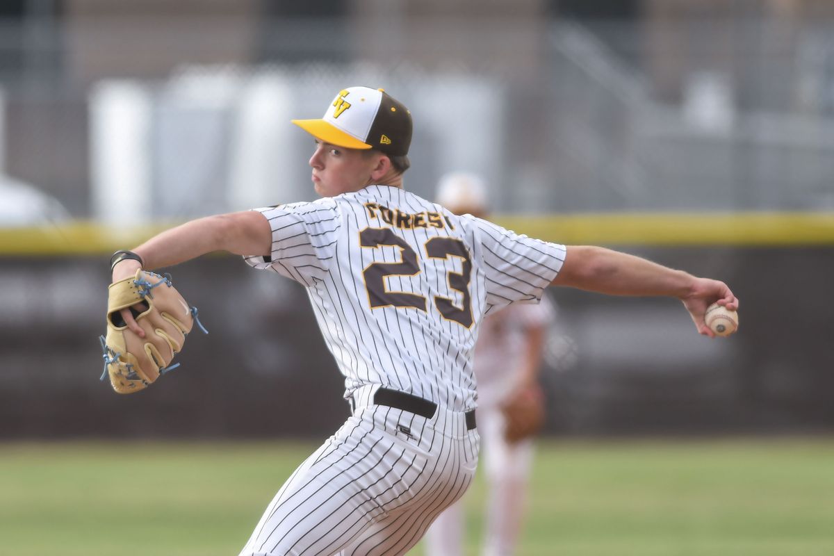 Temecula Valley Scott Forest (23) pitches in relief during an High School Baseball game against Huntington Beach   Tuesday May 12, 2026 in Temecula, California.