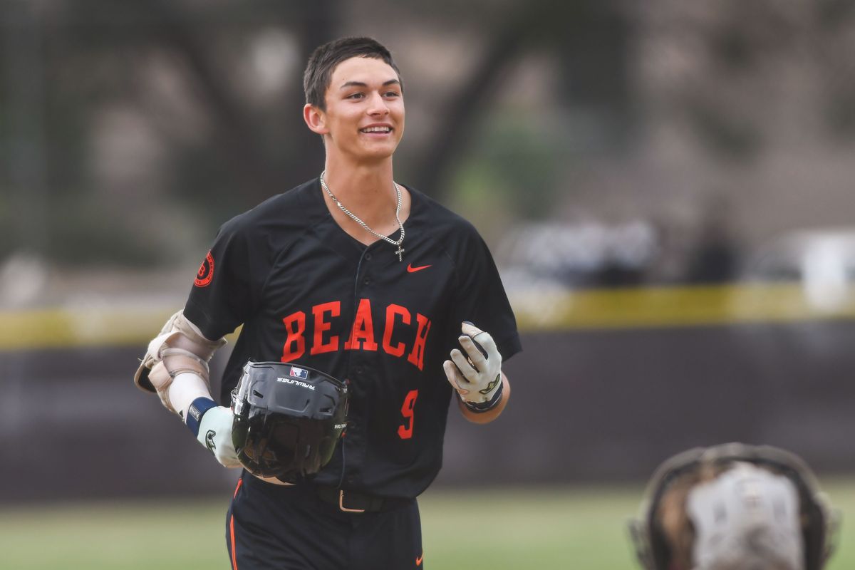 Huntington Beach Elyjah Mason (9) rounds the bases following hitting a homer during an High School Baseball game against Temecula Valley Tuesday May 12, 2026 in Temecula, California.