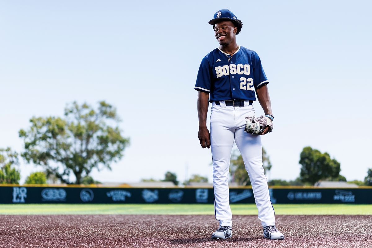 James Clark #22 of St. John Bosco High School poses for a portrait at St. John Bosco High School on May 21, 2026 in Bellflower, California.