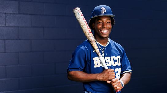 Miles Clark #28 of St. John Bosco High School poses for a portrait at St. John Bosco High School on May 21, 2026 in Bellflower, California. Miles Clark #28 of St. John Bosco High School poses for a portrait at St. John Bosco High School on May 21, 2026 in Bellflower, California.