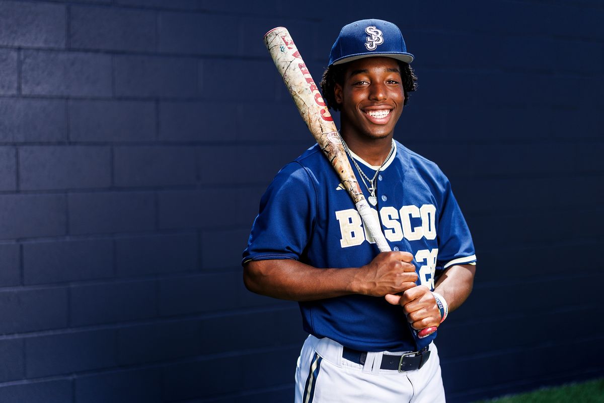 Miles Clark #28 of St. John Bosco High School poses for a portrait at St. John Bosco High School on May 21, 2026 in Bellflower, California. 