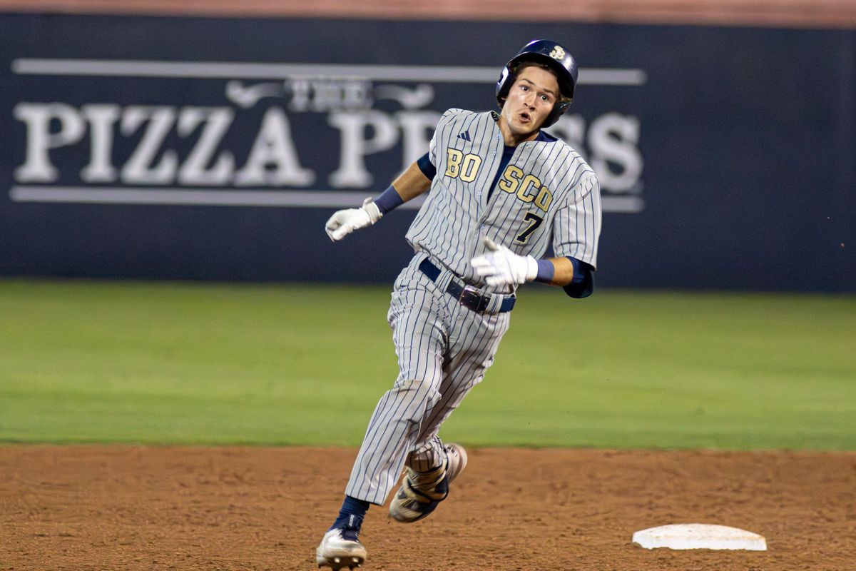 St. John Bosco High School Infielder Jack Camplin #7 sprints to third during the CIF Championship game at Goodwin field on May 29, 2026 in Fullerton, California. St. John Bosco High School Infielder Jack Camplin #7 sprints to third during the CIF Championship game at Goodwin field on May 29, 2026 in Fullerton, California.