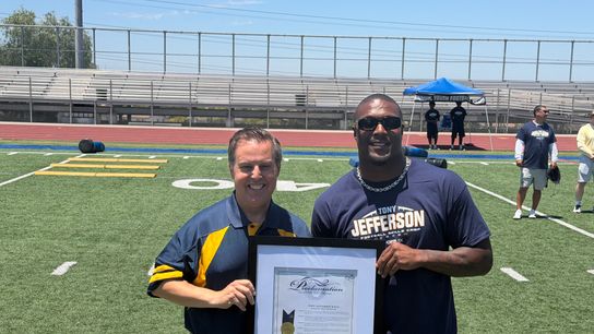 ‘Unc’ Gets His Day: Chargers safety Tony Jefferson Honored by Chula Vista taken at Eastlake High School (Los Angeles Chargers). Photo by Fernando Ramirez