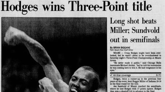 A clipping of the Palm Beach Post. Headlining a story about Craig Hodges. A clipping of the Palm Beach Post. Headlining a story about Craig Hodges.