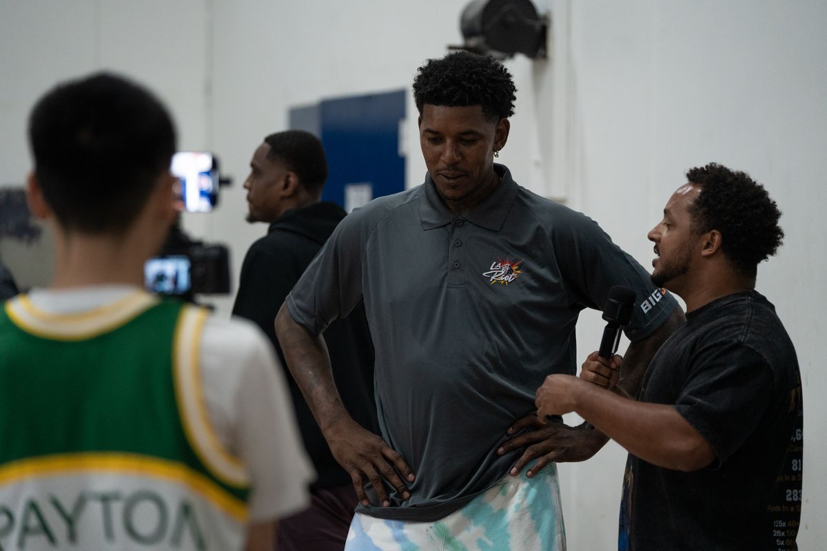 Los Angeles Riot coach Nick Young was getting interviewed after his teams practice on June 19th, 2026 in Los Angeles, California Los Angeles Riot coach Nick Young was getting interviewed after his teams practice on June 19th, 2026 in Los Angeles, California