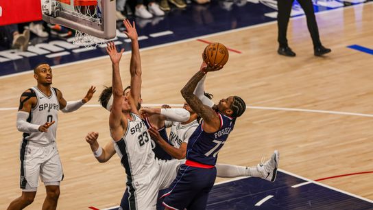Clippers G (77) Kevin Porter Jr takes a shot against San Antonio Spurs on Monday November 4th, 2024 at Intuit Dome.