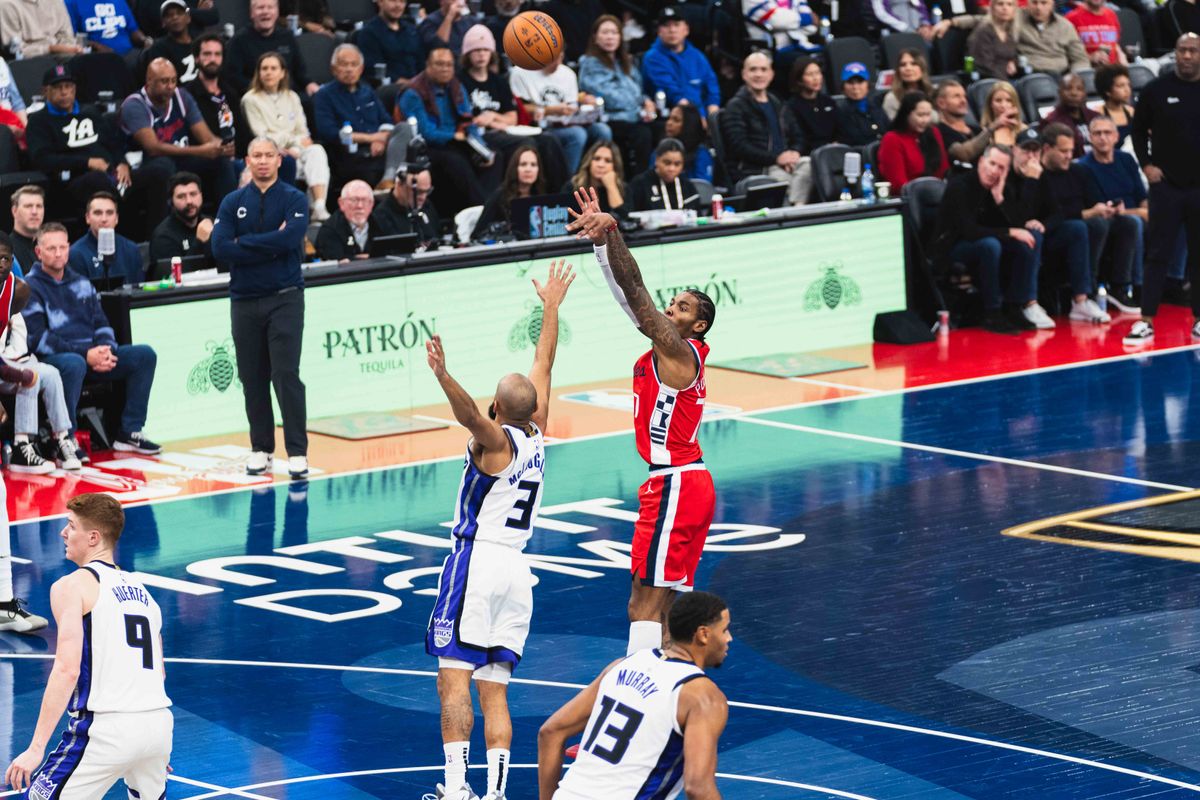 LA Clippers guard Kevin Porter Jr. (77) taking a three pointer during an NBA basketball game against the Sacramento Kings, Friday November 22th, 2024 in Inglewood, California. LA Clippers guard Kevin Porter Jr. (77) taking a three pointer during an NBA basketball game against the Sacramento Kings, Friday November 22th, 2024 in Inglewood, California.