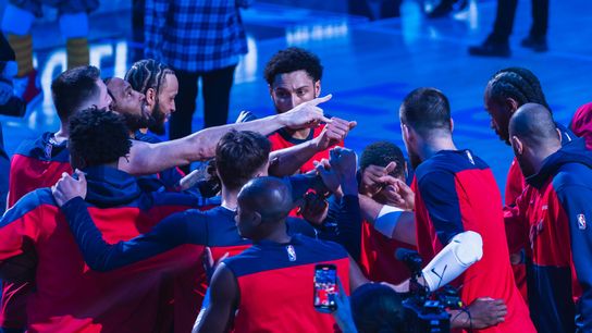 Los Angeles Clippers huddling up before an NBA basketball game against the Oklahoma City Thunder,Sunday March 23rd, 2025 in Inglewood, California. Los Angeles Clippers huddling up before an NBA basketball game against the Oklahoma City Thunder,Sunday March 23rd, 2025 in Inglewood, California.
