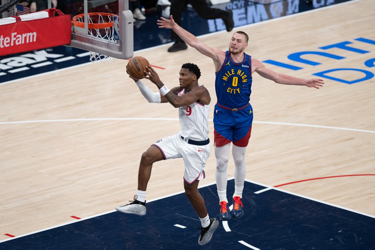 Los Angeles Clippers guard Bennedict Mathurin (9) drives to the basket during a game between the Los Angeles Clippers and the Denver Nuggets on Thursday, February 19,2026 at Intuit Dome in Inglewood Calif Los Angeles Clippers guard Bennedict Mathurin (9) drives to the basket during a game between the Los Angeles Clippers and the Denver Nuggets on Thursday, February 19,2026 at Intuit Dome in Inglewood Calif