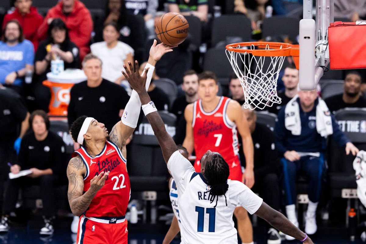Jordan Miller #22 of the LA Clippers lays the ball in during an NBA basketball game against the Minnesota Timberwolves, Thursday February 26, 2026 in Inglewood, Calif. Jordan Miller #22 of the LA Clippers lays the ball in during an NBA basketball game against the Minnesota Timberwolves, Thursday February 26, 2026 in Inglewood, Calif.