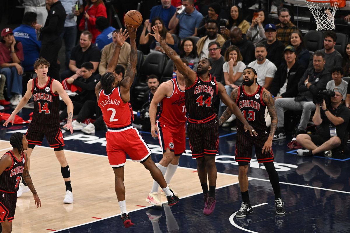 Los Angeles Clippers guard Kawhii Leonard (2) takes a jump shot during a game between the Los Angeles Clippers and the Chicago Bulls on Friday, March 13, 2026 at Intuit Dome in Inglewood Calif Los Angeles Clippers guard Kawhii Leonard (2) takes a jump shot during a game between the Los Angeles Clippers and the Chicago Bulls on Friday, March 13, 2026 at Intuit Dome in Inglewood Calif