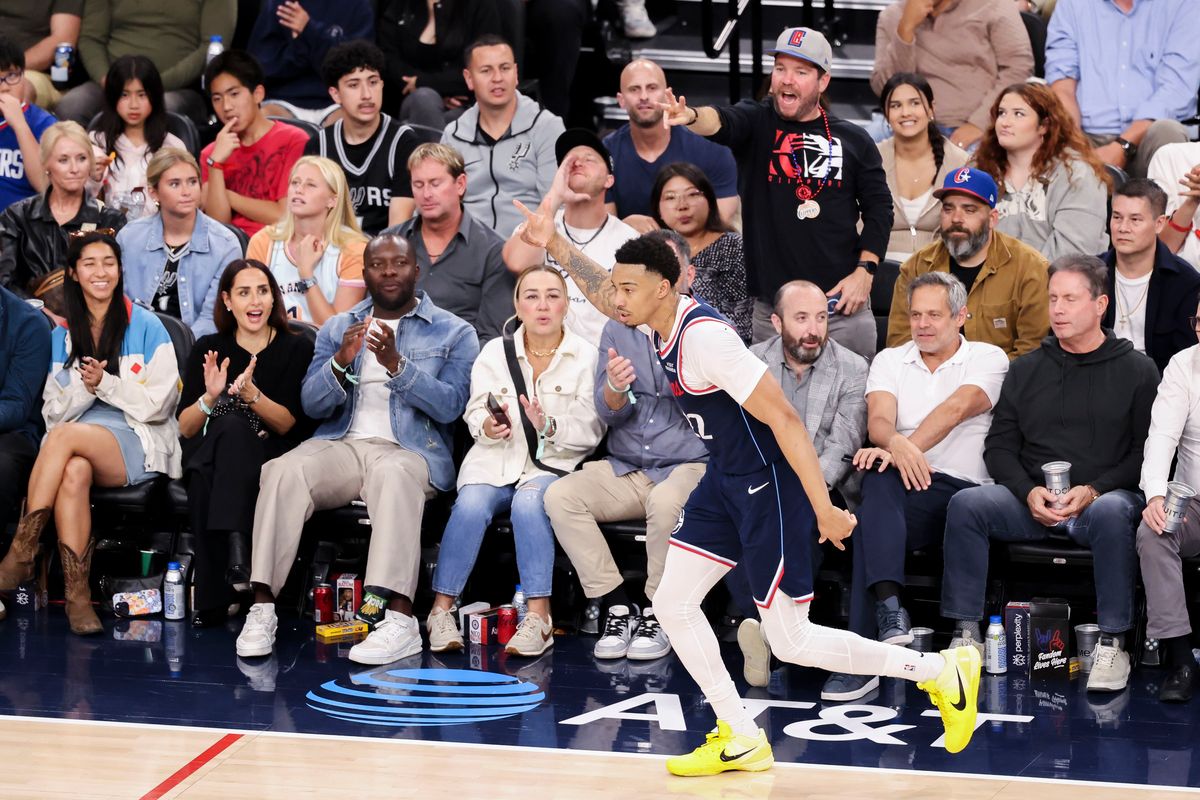 Jordan Miller #22 of the LA Clippers celebrates a made three point shot during an NBA basketball game against the San Antonio Spurs, Monday March 16, 2026 in Inglewood, Calif. Jordan Miller #22 of the LA Clippers celebrates a made three point shot during an NBA basketball game against the San Antonio Spurs, Monday March 16, 2026 in Inglewood, Calif.