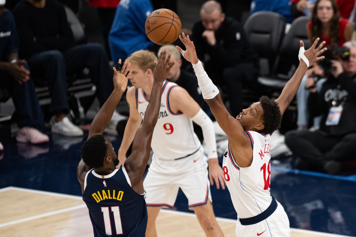 LA Clippers forward Baba Miller (18) stretches out for a block during an NBA basketball game against the Denver Nuggets, Wednesday, October 14, 2026 in Inglewood. LA Clippers forward Baba Miller (18) stretches out for a block during an NBA basketball game against the Denver Nuggets, Wednesday, October 14, 2026 in Inglewood.