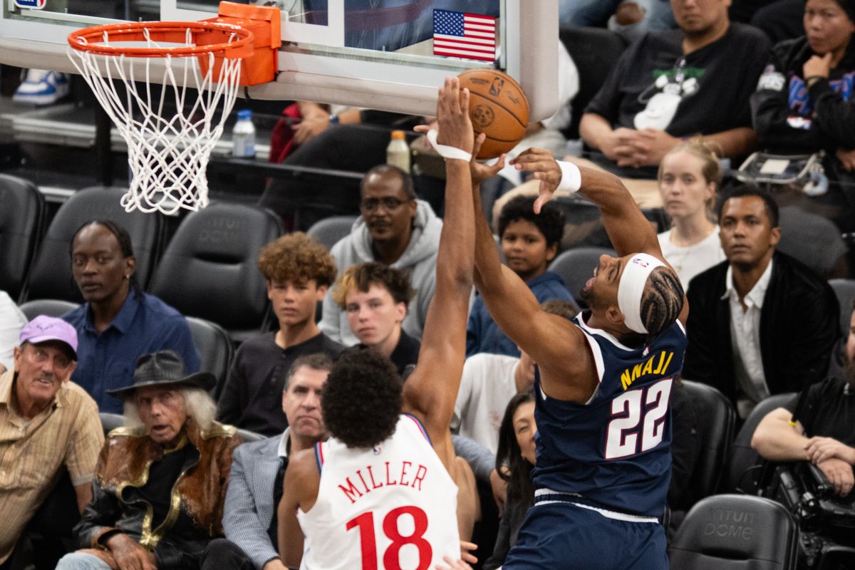 LA Clippers forward Baba Miller (18) blocks a shot by Denver Nuggets forward Zeke Nnaji (22) during an NBA basketball game against the Denver Nuggets, Wednesday, October 14, 2026 in Inglewood. LA Clippers forward Baba Miller (18) blocks a shot by Denver Nuggets forward Zeke Nnaji (22) during an NBA basketball game against the Denver Nuggets, Wednesday, October 14, 2026 in Inglewood.