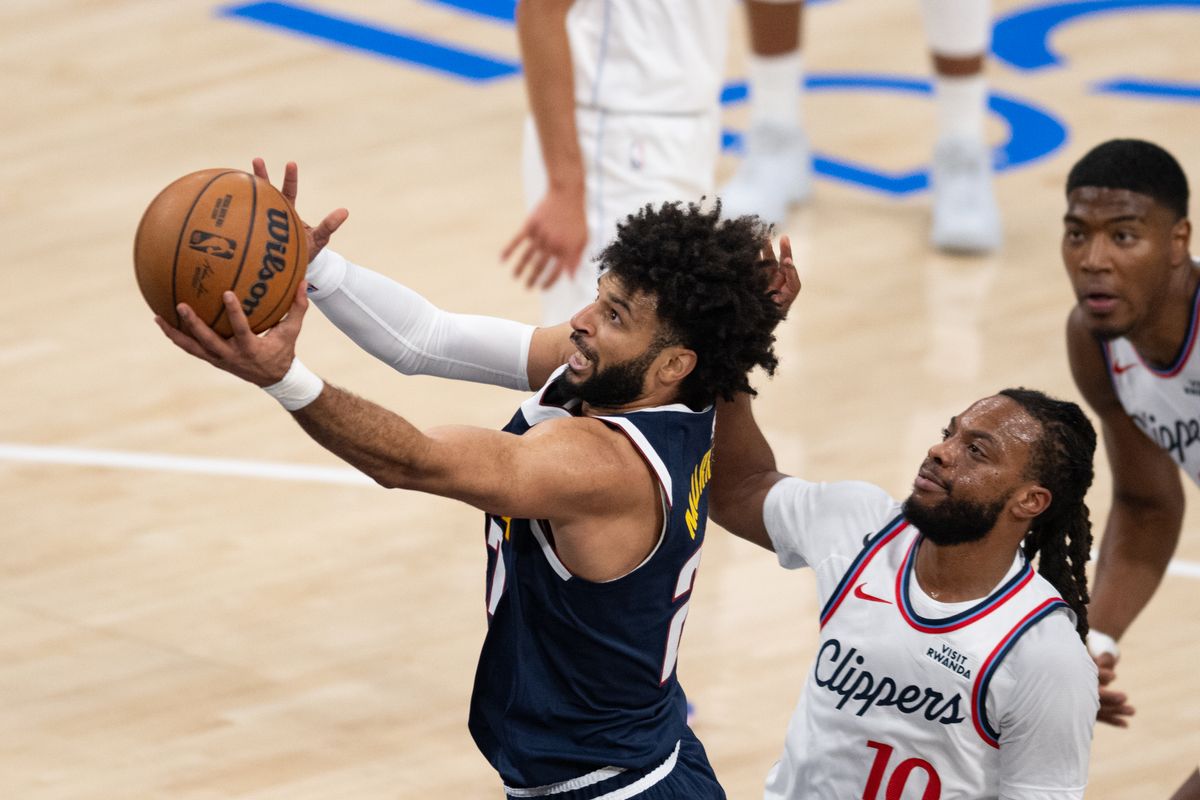 Denver Nuggets guard Jamal Murray (27) lays the ball in during an NBA basketball game against the LA Clippers, Wednesday, October 14, 2026 in Inglewood. Denver Nuggets guard Jamal Murray (27) lays the ball in during an NBA basketball game against the LA Clippers, Wednesday, October 14, 2026 in Inglewood.