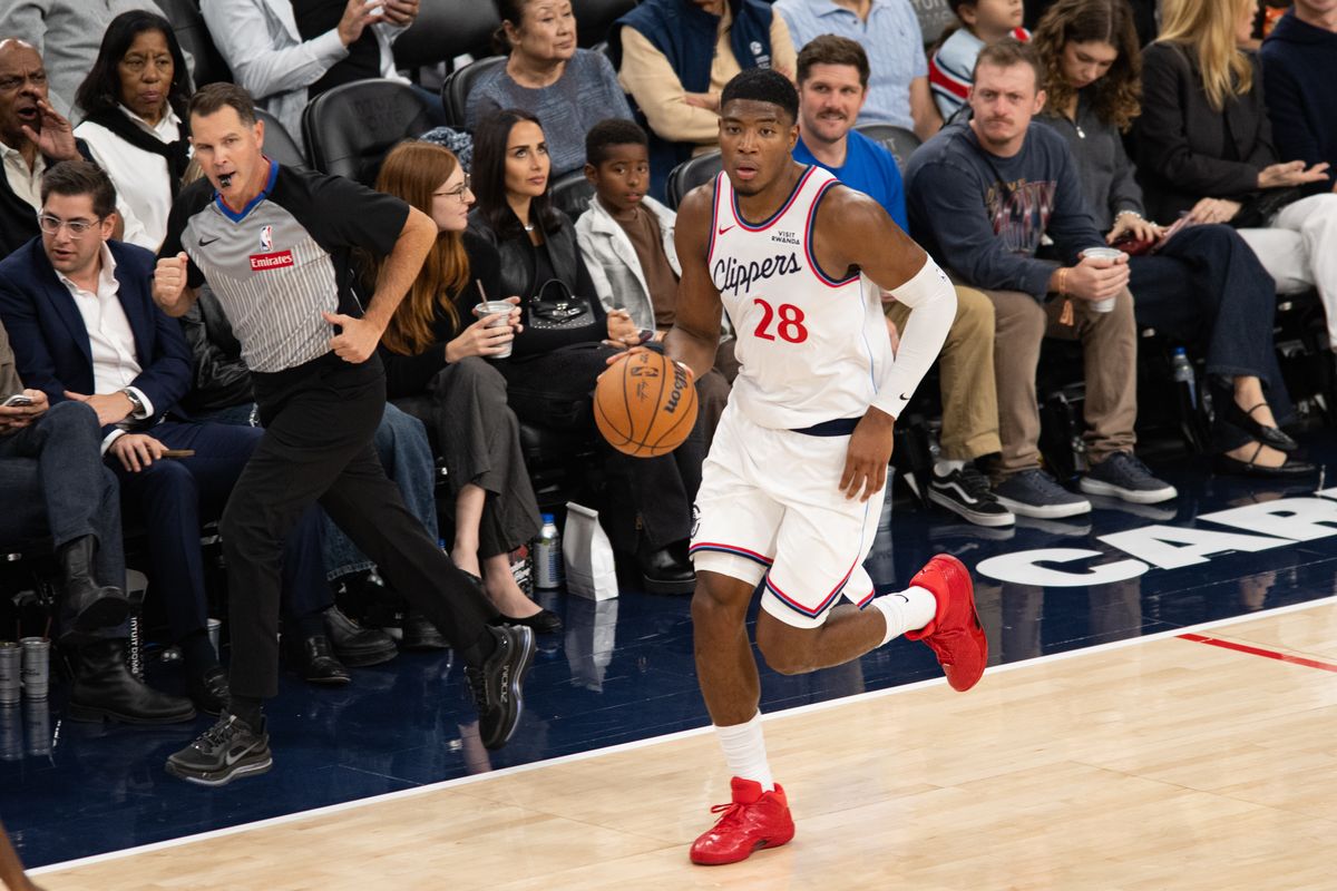 LA Clippers forward Rui Hachimura (28) dribbles the ball downcourt during an NBA basketball game against the Denver Nuggets, Wednesday, October 14, 2026 in Inglewood. LA Clippers forward Rui Hachimura (28) dribbles the ball downcourt during an NBA basketball game against the Denver Nuggets, Wednesday, October 14, 2026 in Inglewood.