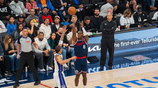 Los Angeles Clippers guard Kris Dunn (8) makes a three pointer during an NBA basketball game against the Sacramento Kings, Wednesday October 21st, 2026 in Los Angeles, California. Los Angeles Clippers guard Kris Dunn (8) makes a three pointer during an NBA basketball game against the Sacramento Kings, Wednesday October 21st, 2026 in Los Angeles, California.