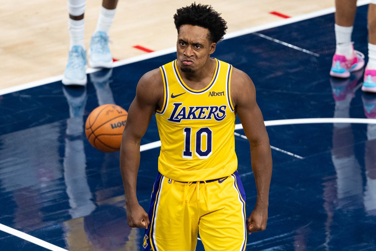 Los Angeles Lakers guard Collin Sexton (10) celebrates during an NBA basketball game against the Los Angeles Clippers,Wednesday October 28th, 2026 in Inglewood, California. Los Angeles Lakers guard Collin Sexton (10) celebrates during an NBA basketball game against the Los Angeles Clippers,Wednesday October 28th, 2026 in Inglewood, California.
