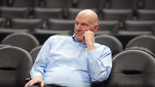 LA Clippers owner Steve Ballmer watches the game against the Oklahoma City Thunder at Crypto.com Arena. LA Clippers owner Steve Ballmer watches the game against the Oklahoma City Thunder at Crypto.com Arena.
