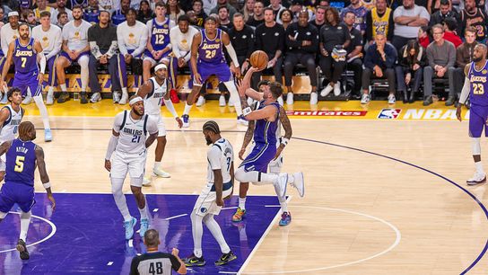 Los Angeles Lakers Guard Luka Doncic (77) during an NBA basketball game against the Dallas Mavericks, Friday November 28th, 2025 in Los Angeles, California.