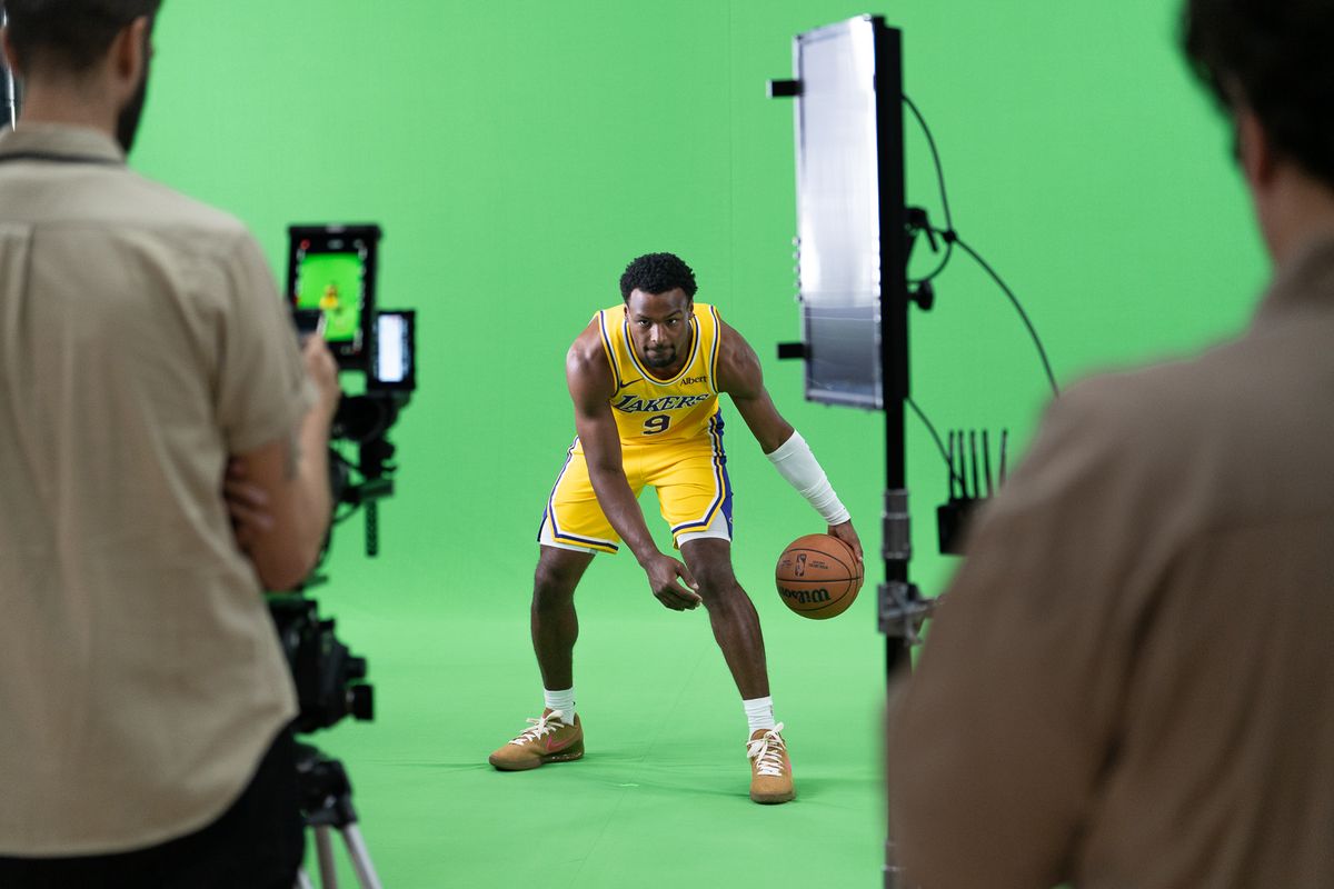 Los Angeles Lakers guard Bronny James (9) poses for portraits during Media Day at the UCLA Health Training Center, Monday, Sept. 28, 2026, in El Segundo, California. Los Angeles Lakers guard Bronny James (9) poses for portraits during Media Day at the UCLA Health Training Center, Monday, Sept. 28, 2026, in El Segundo, California.