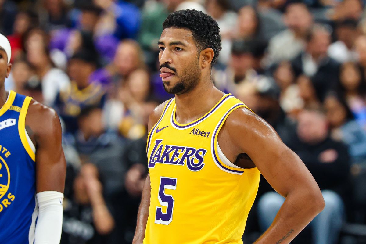 Los Angeles Lakers guard Quentin Grimes (5) seen during the first quarter of a basketball game between the Golden State Warriors and Los Angeles Lakers at T-Mobile Arena in Las Vegas, NV, Tuesday, Oct. 13, 2026. Los Angeles Lakers guard Quentin Grimes (5) seen during the first quarter of a basketball game between the Golden State Warriors and Los Angeles Lakers at T-Mobile Arena in Las Vegas, NV, Tuesday, Oct. 13, 2026.