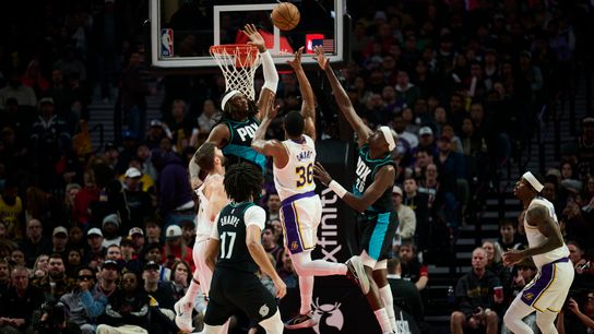Short-handed Lakers can't overcome foul trouble in loss to Blazers taken at Moda Center (Los Angeles Lakers)