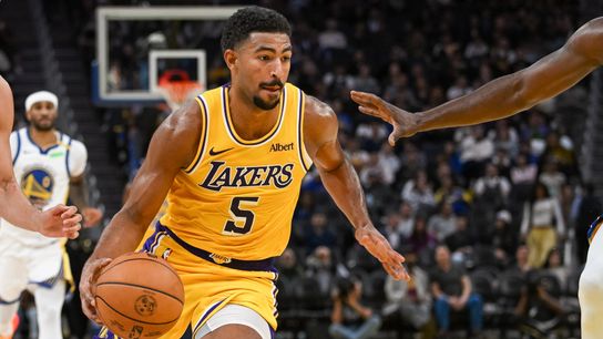 Lakers at Warriors: Short-handed loss, Grimes’ starting case among observations taken in San Francisco  (Los Angeles Lakers). Photo by Ed Szczepanski-Imagn Images