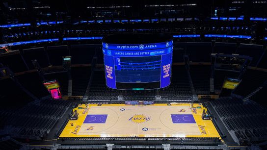 Lakers legendary PA Lawrence Tanter retires after 43 seasons taken in Los Angeles (Los Angeles Lakers). Photo by Kirby Lee-Imagn Images