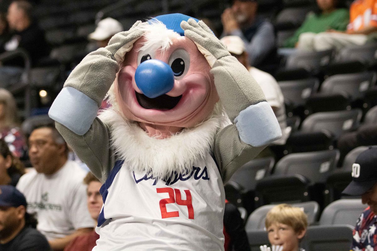 The SD Clippers mascot Kid Condor in the crowd during a G-League basketball game between the Santa Cruz Warriors and the San Diego Clippers Sunday, Dec. 14, 2025 at Frontwave Arena in Oceanside, CA. 