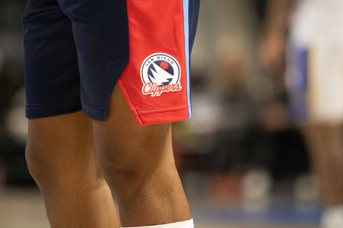 SD Clippers basketball shorts during a G-League basketball game between the Santa Cruz Warriors and the San Diego Clippers Sunday, Dec. 14, 2025 at Frontwave Arena in Oceanside, CA.
