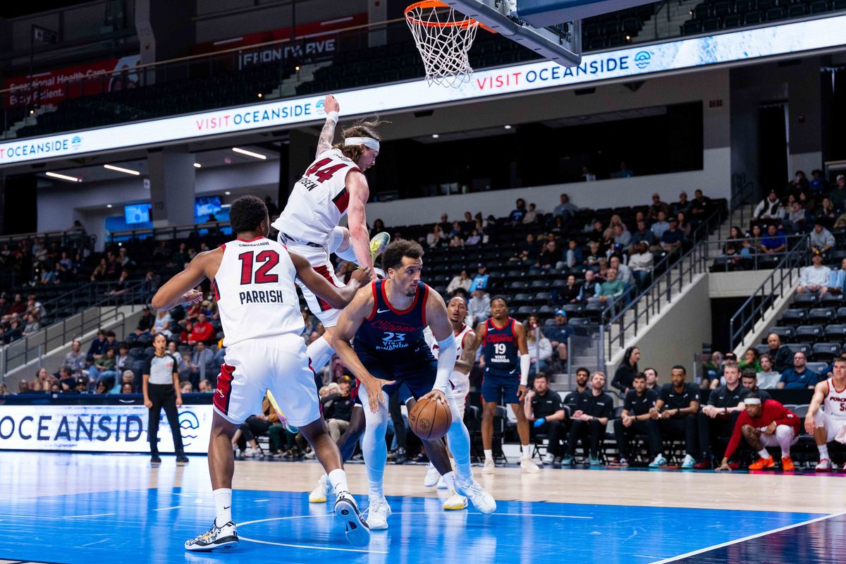San Diego Clippers forward Patrick Baldwin (23) looks for an angle to score during a G League Basketball game between Sioux Falls and San Diego, Saturday December 27, 2025 at Frontwave Arena in Oceanside, Calif.