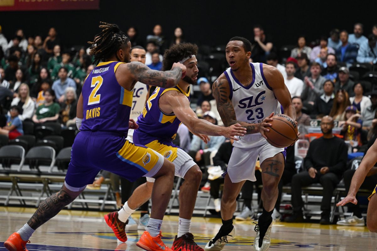 Salt Lake City Stars forward Matthew Cleveland (23) makes a move on the baseline during a G-League basketball game between the South Bay Lakers and Salt Lake City Stars  Saturday, January 31, 2026 at UCLA Health Training Center in El Segundo, Calif.