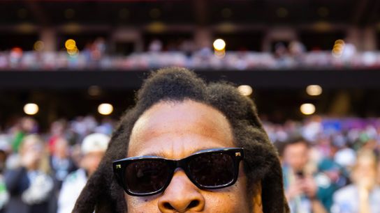 Recording artist Jay-Z on the sideline before Super Bowl LVII at State Farm Stadium. Recording artist Jay-Z on the sideline before Super Bowl LVII at State Farm Stadium.