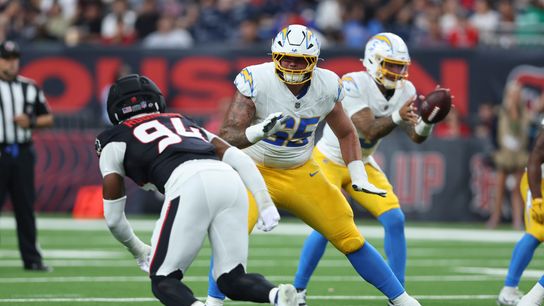 Aug 13, 2026; Houston, Texas, USA; Los Angeles Chargers guard Logan Taylor (65) in action during the game against the Houston Texans at Reliant Stadium. Aug 13, 2026; Houston, Texas, USA; Los Angeles Chargers guard Logan Taylor (65) in action during the game against the Houston Texans at Reliant Stadium.